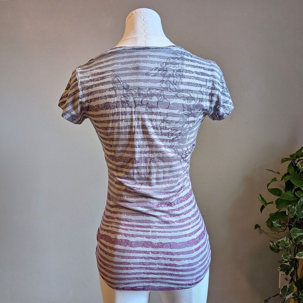 The North Face Scoop Neck Top Striped Rose Burnout T-shirt Athleisure Size XS - Picture 2 of 8